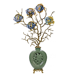 Ваза зеленая с бронзовыми ветвями и фарфоровыми рыбками Eden Garden варинант исполнения - 1 | Loft Concept в Красноярске