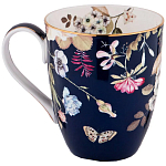 Кружка синяя из фарфора с рисунком цветов 400 мл Garden Whisper Porcelain Set  варинант исполнения - 1 | Loft Concept в Красноярске