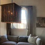 Люстра квадратная с бахромой и подвесом из деревянных бусин Psyche варинант исполнения - 3 | Loft Concept в Красноярске