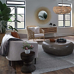 Круглая люстра волнистой формы с декором из круглых деревянных бусин White Wooden Beads Chandelier варинант исполнения - 2 | Loft Concept в Красноярске