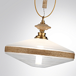 Подвесной светильник с плоским прозрачным плафоном и декоративной вставкой из текстурного камня Tectona  варинант исполнения - 6 | Loft Concept в Красноярске