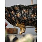 Блюдо черного цвета из фрафора на бронзовых ножках Eden Garden porcelain and bronze варинант исполнения - 5 | Loft Concept в Красноярске