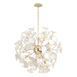 Люстра круглой формы с белыми и прозрачными лепестками цветов Диаметр 69 см Wintery flovers варинант исполнения - 1 | Loft Concept в Красноярске