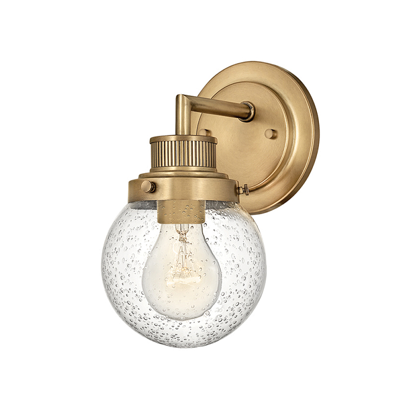 Бра для ванных комнат с прозрачным шарообразным плафоном из стекла с пузырьками на круглом основании Hinkley Хром Латунь Прозрачное Стекло в Красноярске | Loft Concept 