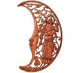 Панно из дерева Ганеша и месяц Panel With Animals варинант исполнения - 1 | Loft Concept в Красноярске