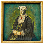Картина в квадратной раме Chinoiserie Mops Dog Green Portrait варинант исполнения - 1 | Loft Concept в Красноярске