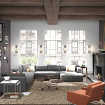 Бра цвета хром с круглой рамой и цилиндрическим прозрачным стеклянным плафоном на прямоугольном основании Feiss варинант исполнения - 4 | Loft Concept в Красноярске