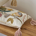 Чехол на подушку с кисточками и вышивкой птиц Ethnic mix Birds Rect варинант исполнения - 5 | Loft Concept в Красноярске