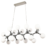 Линейная люстра с плафонами из стеклянных шаров Pearls Suspension Linear Chrome Chandelier варинант исполнения - 2 | Loft Concept в Красноярске