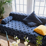 Трехместный диван темно-синий Campion Deep Blue Sofa варинант исполнения - 5 | Loft Concept в Красноярске