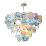 Люстра с каскадом из круглых разноцветных стеклянных дисков Mother of Pearl Iridescence варинант исполнения - 2 | Loft Concept в Красноярске