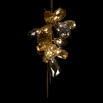 Люстра подвесная вытянутой формы с плафонами из стекла и металла с тремя вертикальными подвесками Gilded Mirage  варинант исполнения - 5 | Loft Concept в Красноярске