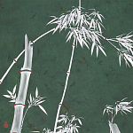 Обои ручная роспись Bamboo Argent on Edo Green painted silk варинант исполнения - 1 | Loft Concept в Красноярске