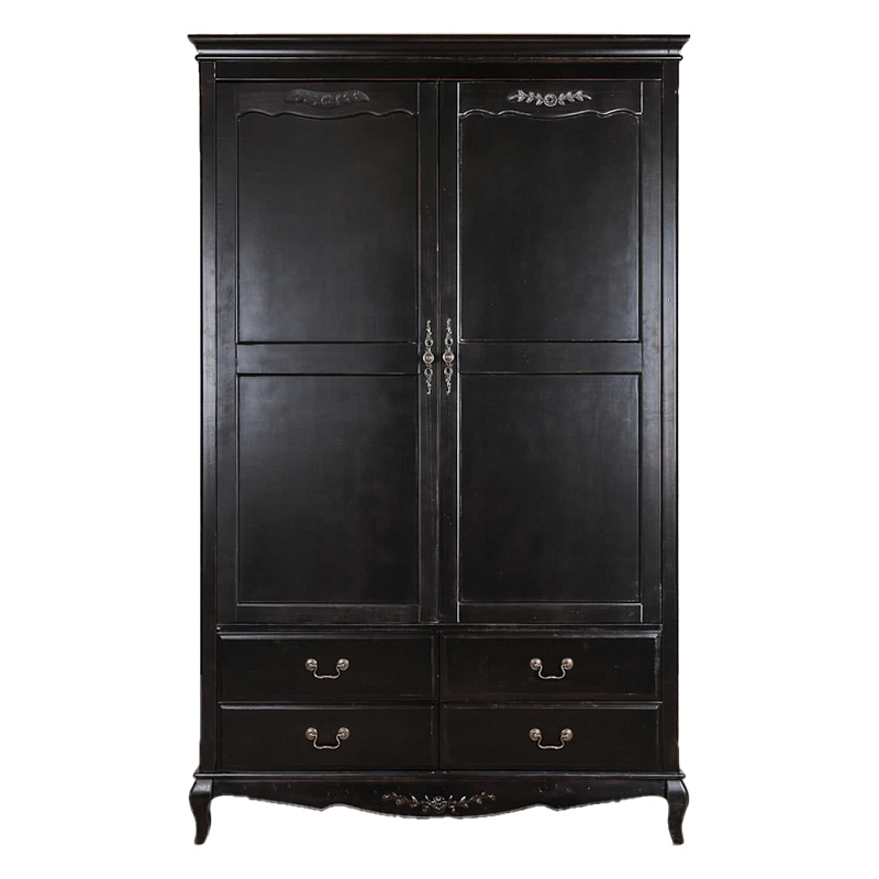 Шкаф черный с 4-мя ящиками и 2-мя дверцами в стиле Прованс Vintage Черный в Красноярске | Loft Concept 