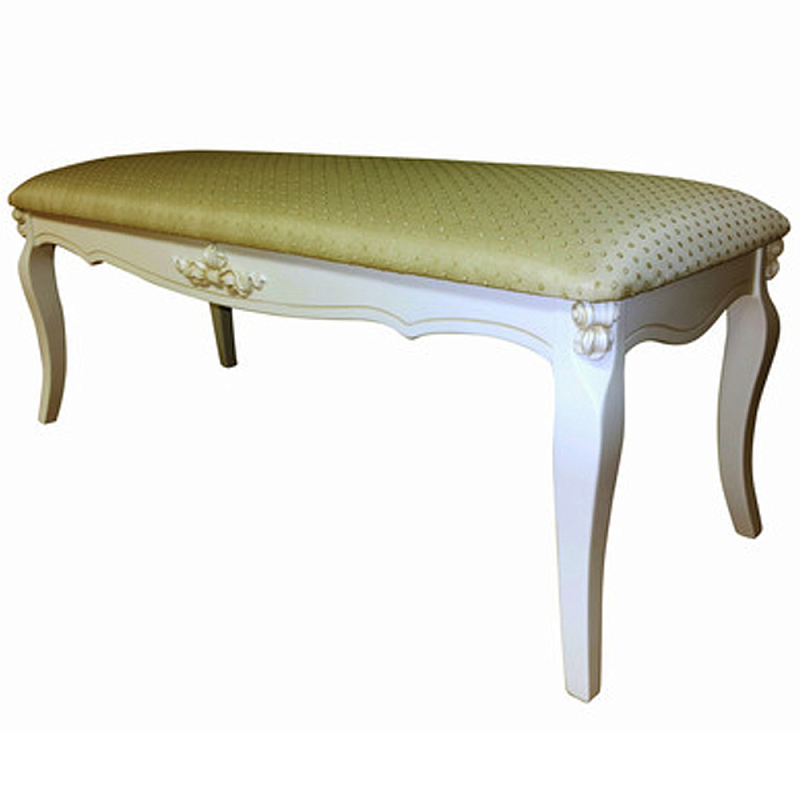 Банкетка велюр в стиле прованс Lotte French Seating Banquette Белый Бежевый в Красноярске | Loft Concept 