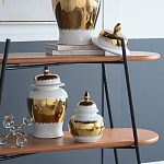 Ваза белая с крышкой и золотистыми фрагментами 46 см Chinoiserie Ceramics варинант исполнения - 2 | Loft Concept в Красноярске