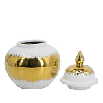 Ваза белая с крышкой и золотистыми фрагментами 24 см Chinoiserie Ceramics варинант исполнения - 2 | Loft Concept в Красноярске