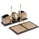 Настольный письменный набор из бежевого мрамора с часами Marble Accessory варинант исполнения - 2 | Loft Concept в Красноярске