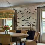 Обои ручная роспись Fishes Blue Pearl on Tarnished Silver gilded silk with pearlescent antiquing варинант исполнения - 3 | Loft Concept в Красноярске