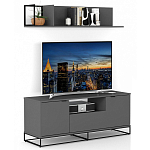 ТВ-тумба цвета графит с  2-мя дверцами и ящиком Strict Lines варинант исполнения - 6 | Loft Concept в Красноярске