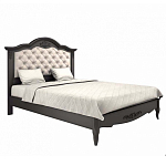 Кровать черная из массива бука с основанием и мягким изголовьем Black Provence варинант исполнения - 1 | Loft Concept в Красноярске