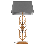 Настольная лампа на ажурном чугунном основании с тканевым серым абажуром Openwork Lamp варинант исполнения - 3 | Loft Concept в Красноярске