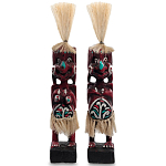 Комплект из 2-х деревянных статуэток Asmat Straw Headdress Statuettes Red Turquoise варинант исполнения - 1 | Loft Concept в Красноярске