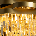 Люстра цвета матового золота с металлическими лентами и длинными прозрачными подвесками Gilded Waves варинант исполнения - 5 | Loft Concept в Красноярске