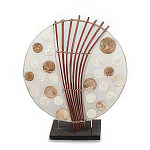 Настольная лампа из перламутра и дерева на подставке Indonesian Round Shell варинант исполнения - 3 | Loft Concept в Красноярске