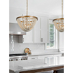 Люстра с подвесками в виде круглых деревянных белых бусин White Wooden Beads Chandelier варинант исполнения - 1 | Loft Concept в Красноярске