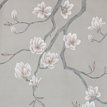 Обои ручная роспись Magnolia Canopy Original Colourway on Oyster Shell metallic silk варинант исполнения - 1 | Loft Concept в Красноярске