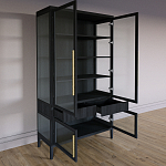 Витрина Primo со стеклянными фасадами и 2 ящиками Черный дуб варинант исполнения - 9 | Loft Concept в Красноярске