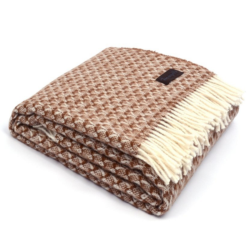 Плед BRIAS TRIANGLE 1200 Marzotto Бежево-серый Коричневый в Красноярске | Loft Concept 