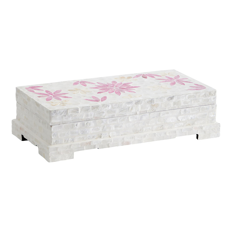 Шкатулка Oceane Bone Inlay White Белый Розовый Шкатулка Oceane Bone Inlay White Белый Розовый в Красноярске | Loft Concept