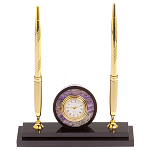 Часы настольные с двумя ручками из натурального камня Stone Clock варинант исполнения - 1 | Loft Concept в Красноярске