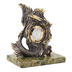 Часы настольные бронзовые в виде русалочки из натурального камня Змеевик Mermaid Stone Clock варинант исполнения - 3 | Loft Concept в Красноярске
