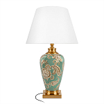 Настольная лампа бирюзовая с цветочным принтом Turquoise Flight варинант исполнения - 1 | Loft Concept в Красноярске