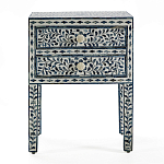 Тумбочка прикроватная White Pearl BEDSIDE CABINET 2 blue DRAWER варинант исполнения - 1 | Loft Concept в Красноярске