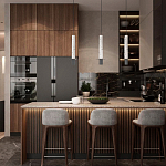 Подвесной светильник с узким цилиндрическим плафоном и черным металлическим декором Concrete Pipe варинант исполнения - 14 | Loft Concept в Красноярске