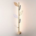 Бра с золотистой вертикальной трубкой и декоративными прозрачными листьями из стекла Sylva  варинант исполнения - 3 | Loft Concept в Красноярске