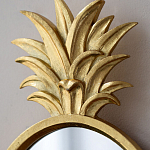 Зеркало овальной формы с золотистой рамкой и декоративной верхушкой в виде ананаса Pineapple Shine  варинант исполнения - 3 | Loft Concept в Красноярске