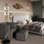 Торшер с 2-мя прозрачными стеклянными плафонами и золотистыми декоративными вставками Virelia варинант исполнения - 2 | Loft Concept в Красноярске