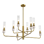 Люстра с 8-ю плафонами в форме стеклянных трубок и мраморных декоративных элементов Montreal варинант исполнения - 9 | Loft Concept в Красноярске