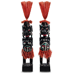 Комплект из 2-х деревянных статуэток Asmat Red Straw Headdress Statuettes варинант исполнения - 1 | Loft Concept в Красноярске