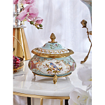 Шкатулка с крышкой из голубого фарфора с риунком птиц и цветов Blue Garden варинант исполнения - 3 | Loft Concept в Красноярске