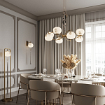 Подвесной светильник с шарообразным плафоном из белого стекла с подвеской из камня и кисточкой Agatelle варинант исполнения - 5 | Loft Concept в Красноярске