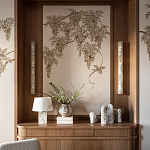 Обои с вышивкой ручной работы Deco Wisteria ﻿Midas colourway on Liso Pearl wool sateen варинант исполнения - 4 | Loft Concept в Красноярске