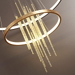 Люстра подвесная с 2-мя круглыми подвесами в черном и золотистом цвете и вертикальными подвесками Ring Horizontal варинант исполнения - 3 | Loft Concept в Красноярске