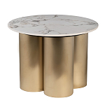 Стол журнальный круглый керамогранит белый Keramos варинант исполнения - 1 | Loft Concept в Красноярске