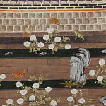 Обои ручная роспись The Art of Learning and Steps for the Flowers by Teo Yang Special Colourway on purple painted Xuan paper варинант исполнения - 2 | Loft Concept в Красноярске